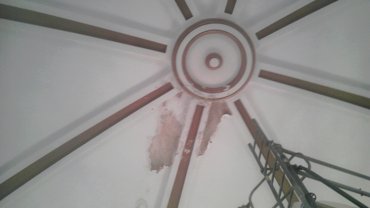 Plaster was peeling loose and falling. Plaster repaired