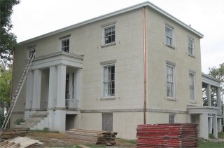 Historic stucco restoration at Elk Hill Farm in Goochland, Virginia