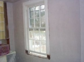 kitchen
              wall we tore out and replastered