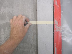 Mortar joints are made by putting tape