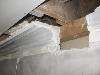 Plaster mouldings here are replaced