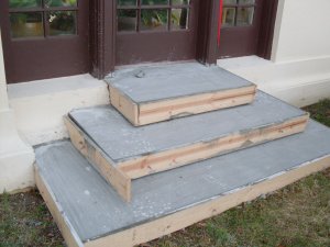 Stairs are re-done by chipping up the concrete