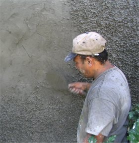 pebble-dash stucco