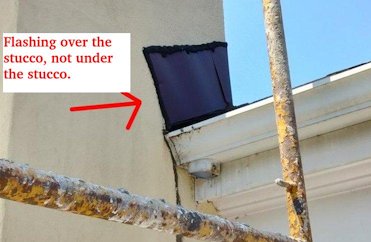 frequent source of rot is the flashing is over the stucco.