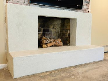 Bold, designer fireplace.