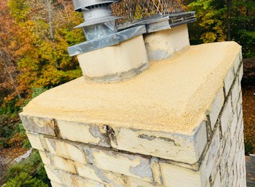 We recoat the chimney caps also as a matter of routine.