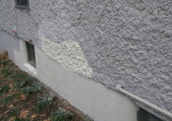 Heavy pebble dash and floated stucco patched in Arlington, Virginia