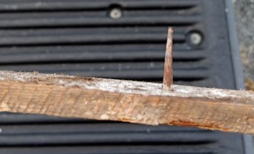 hand made nails and the rough cut lath.