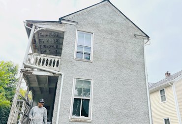 Finished stucco chimney in McLean, Virginia.