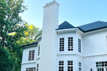 Finished stucco chimney in McLean, Virginia.