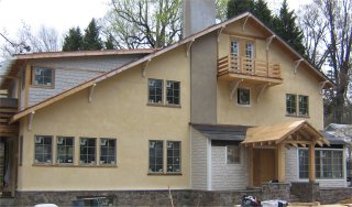New stucco house in Takoma Park, MD. Colors are from La Habra stucco