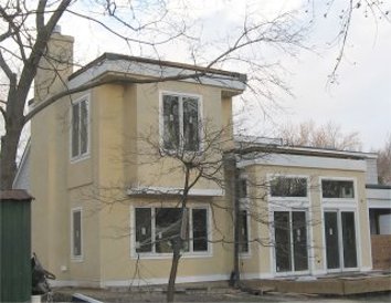 Color stucco addition in Arlington, Virginia. Color is from EXPO stucco