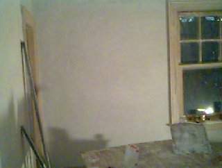 White coating a
      bedroom