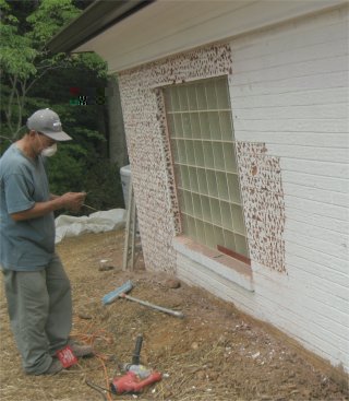 chipping paint off bricks