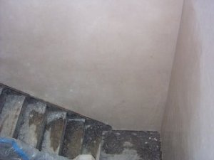 Finished plaster stairway