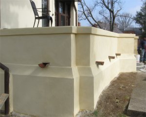 Terrace re-stuccoed and decorative features